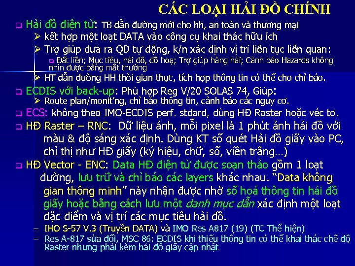 CÁC LOẠI HẢI ĐỒ CHÍNH q Hải đồ điện tử: TB dẫn đường mới