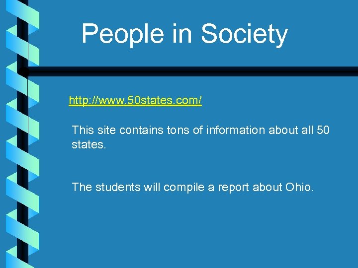 People in Society http: //www. 50 states. com/ This site contains tons of information