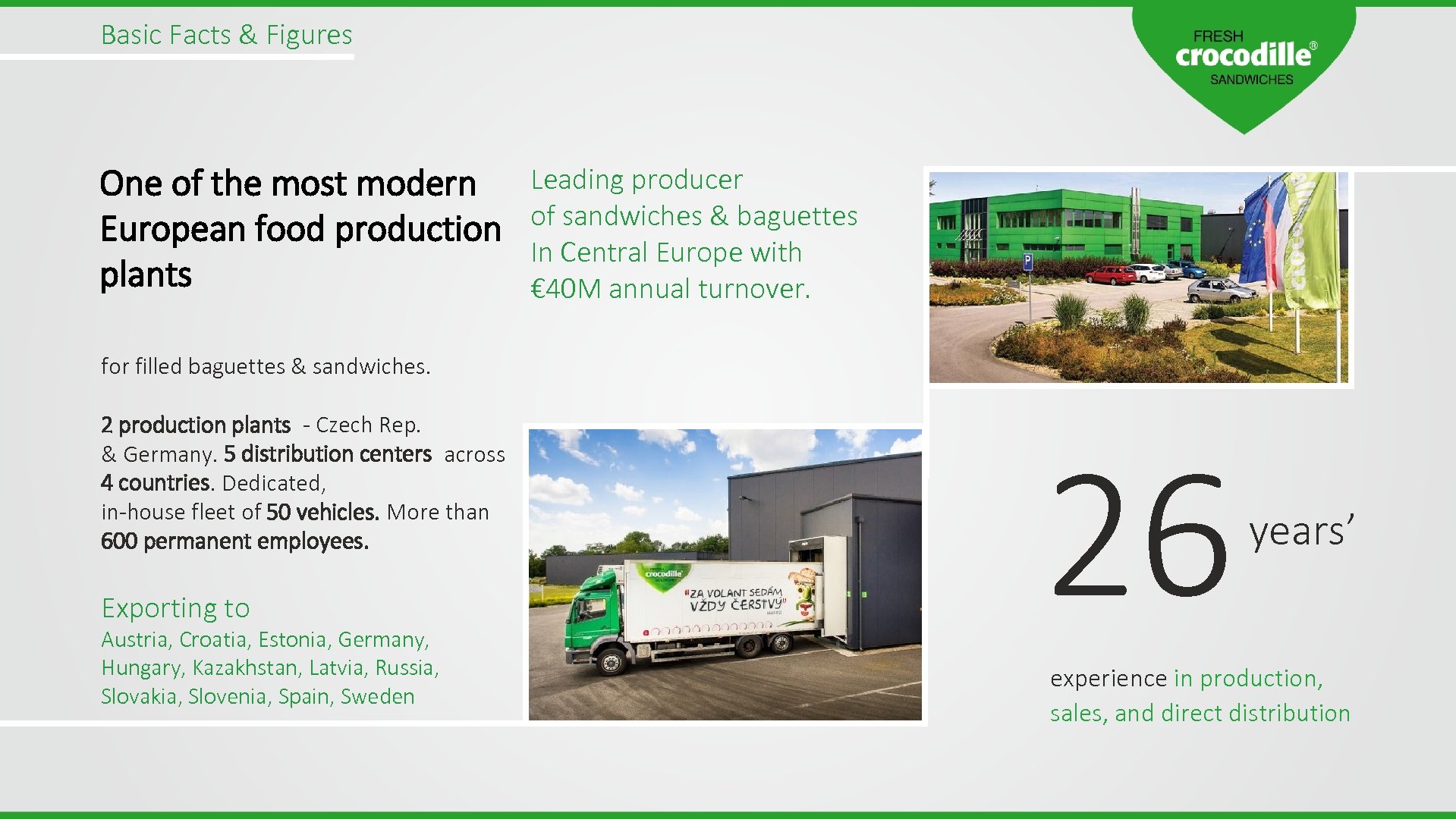 Basic Facts & Figures One of the most modern European food production plants Leading
