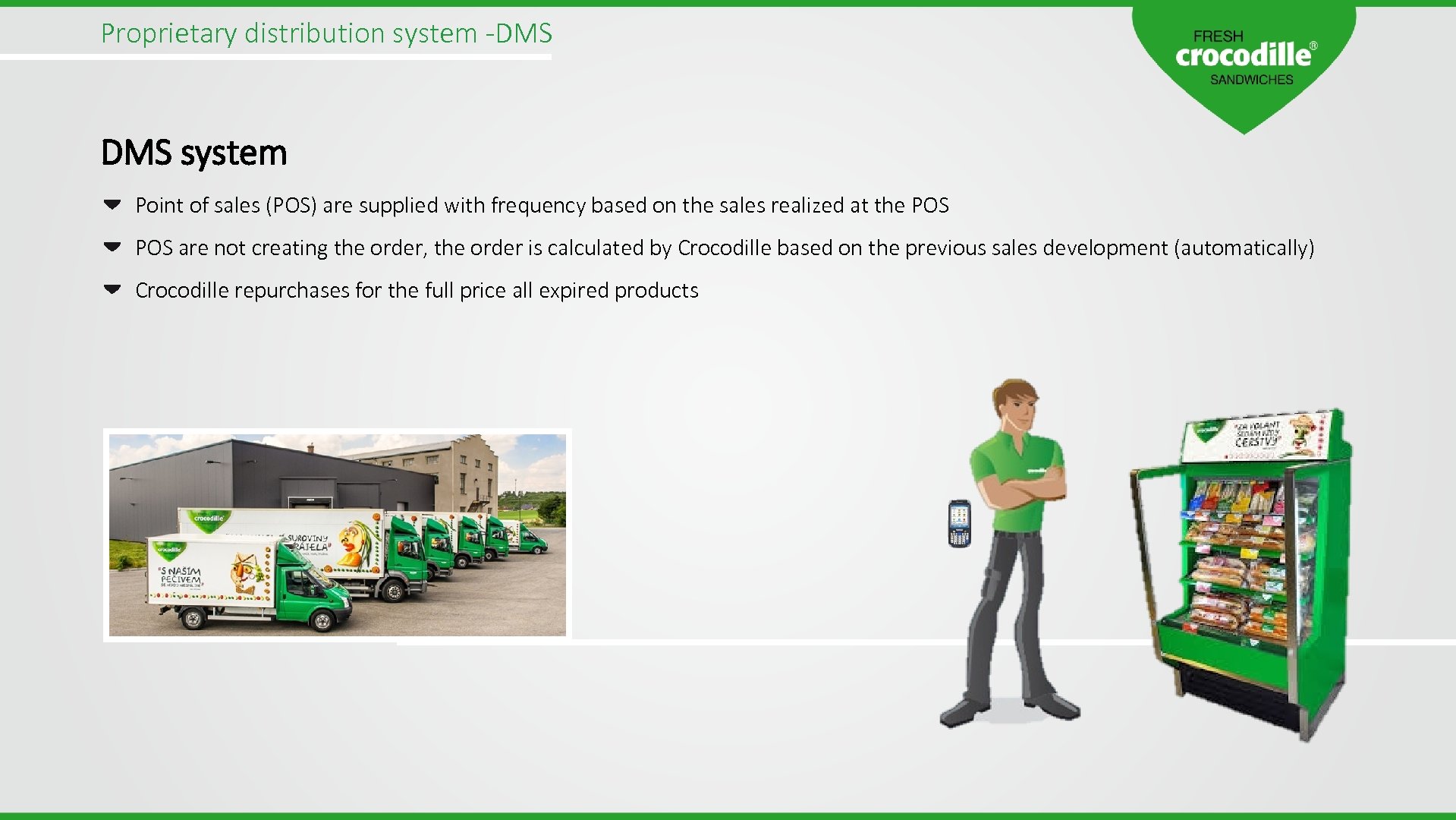 Proprietary distribution system -DMS system Point of sales (POS) are supplied with frequency based