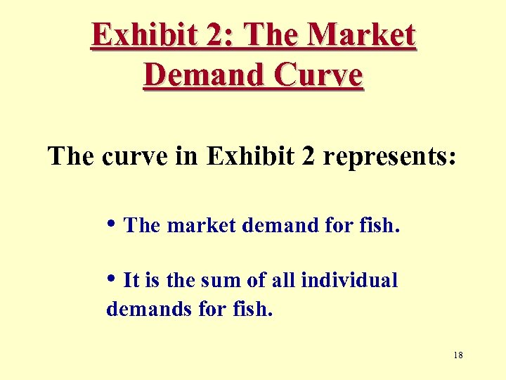 Exhibit 2: The Market Demand Curve The curve in Exhibit 2 represents: • The