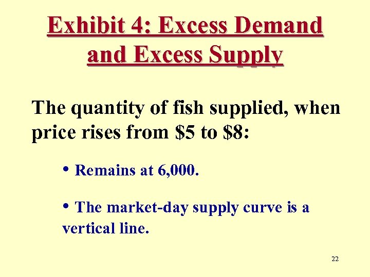 Exhibit 4: Excess Demand Excess Supply The quantity of fish supplied, when price rises