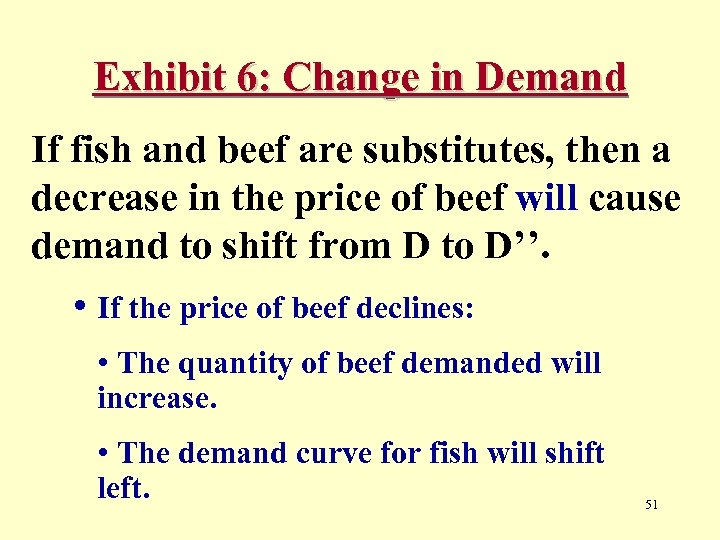 Exhibit 6: Change in Demand If fish and beef are substitutes, then a decrease