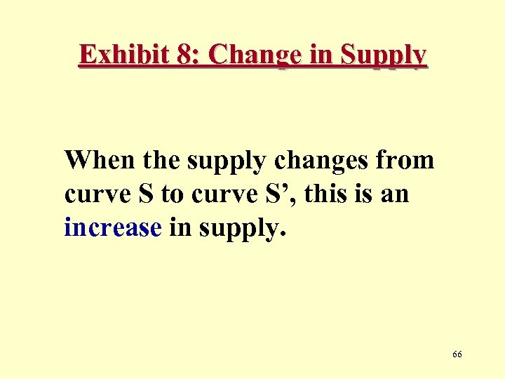 Exhibit 8: Change in Supply When the supply changes from curve S to curve