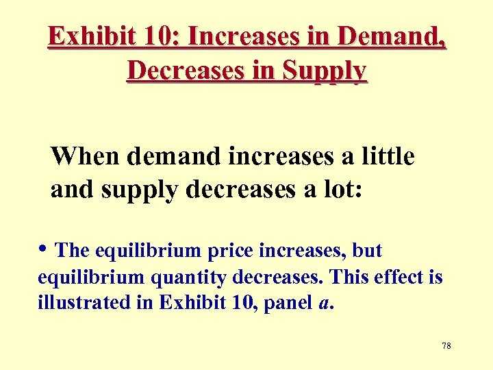 Exhibit 10: Increases in Demand, Decreases in Supply When demand increases a little and