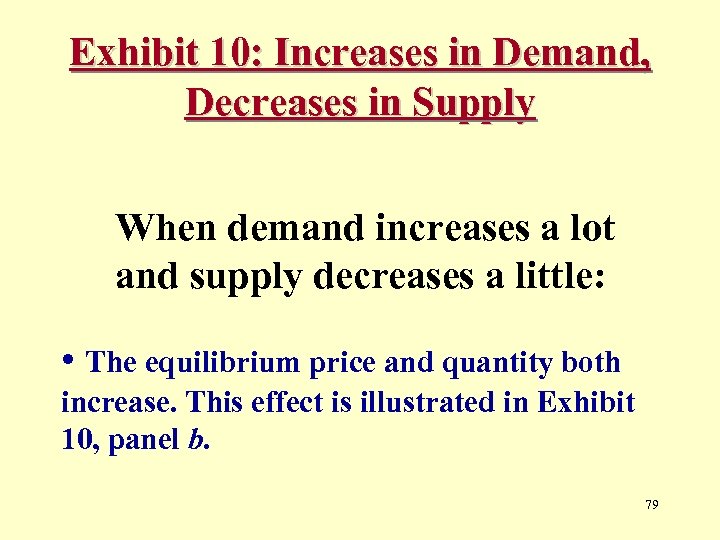 Exhibit 10: Increases in Demand, Decreases in Supply When demand increases a lot and