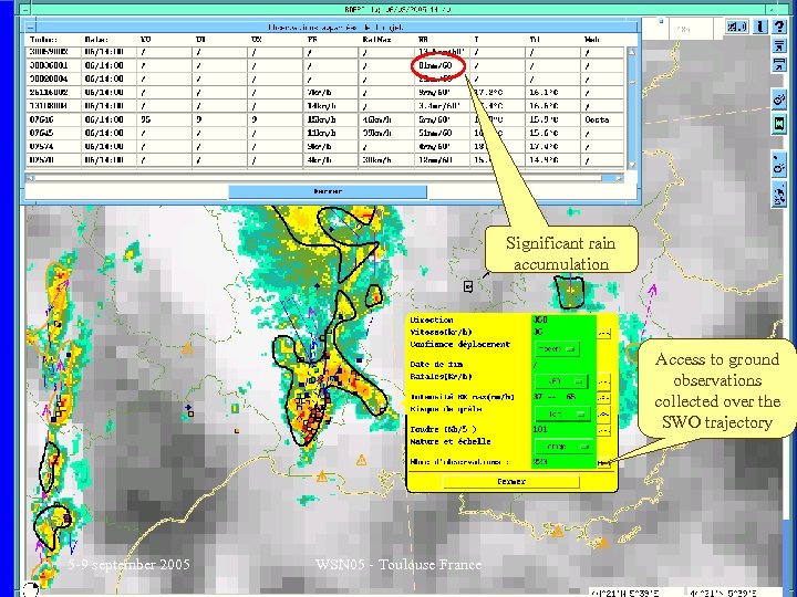 Significant rain accumulation Access to ground observations collected over the SWO trajectory 5 -9