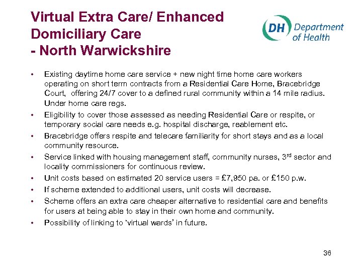Virtual Extra Care/ Enhanced Domiciliary Care - North Warwickshire • • Existing daytime home