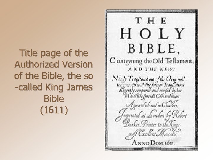 Title page of the Authorized Version of the Bible, the so -called King James
