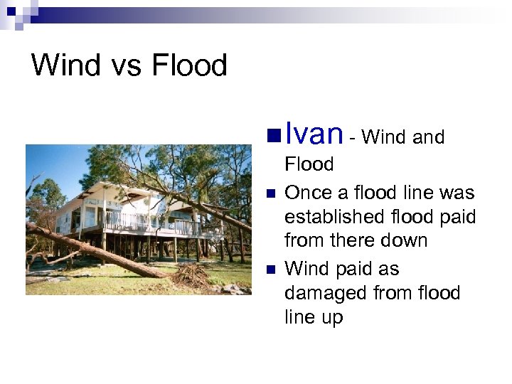 Wind vs Flood n Ivan - Wind and n n Flood Once a flood