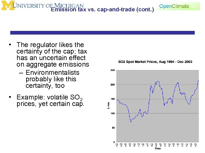 Emission tax vs. cap-and-trade (cont. ) • The regulator likes the certainty of the