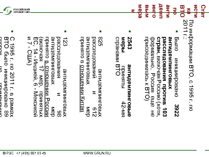 Стат исти ка По информации ВТО, с 1995 г. по 2011 г. : ВТО