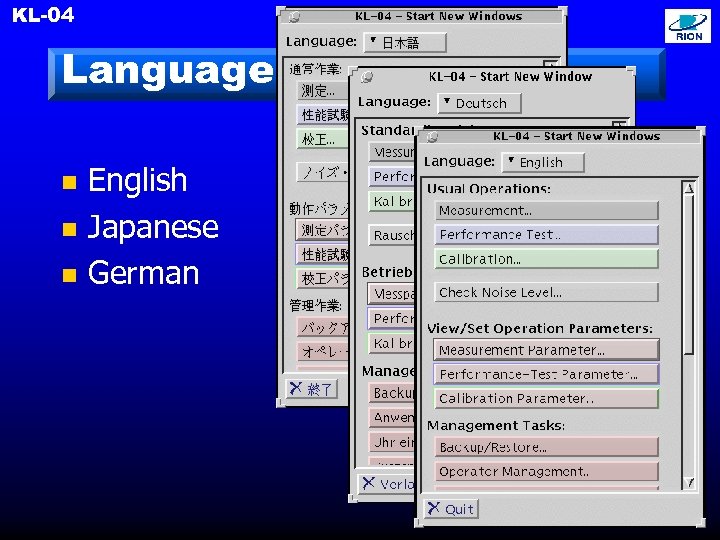 KL-04 Language n n n English Japanese German 
