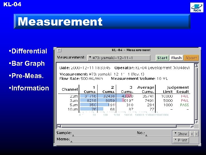 KL-04 Measurement • Differential • Bar Graph • Pre-Meas. • Information 