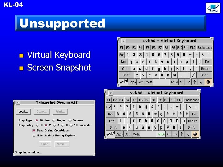 KL-04 Unsupported n n Virtual Keyboard Screen Snapshot 