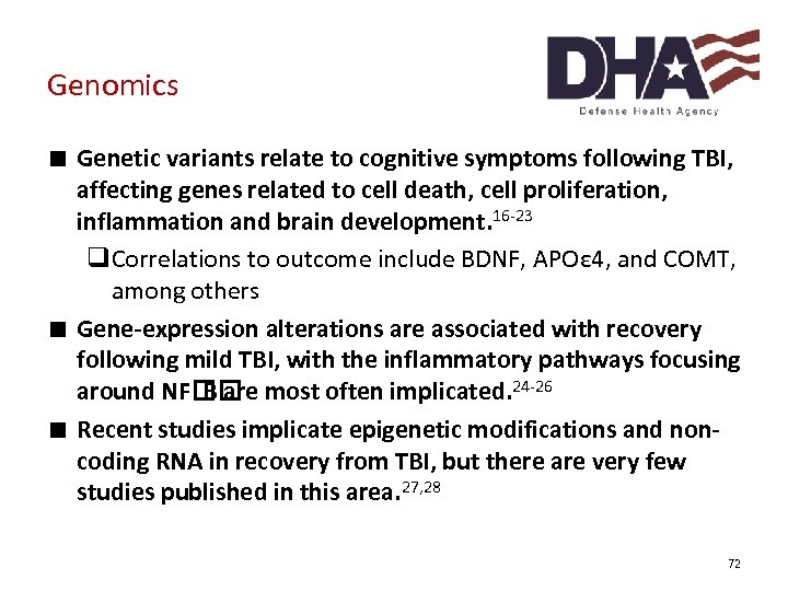Genomics ∎ Genetic variants relate to cognitive symptoms following TBI, affecting genes related to