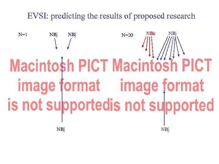 EVSI: predicting the results of proposed research N=1 NBj NBj N=20 NBk NBj 