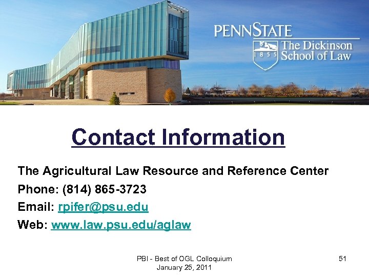 Agricultural Law Resource and Reference Center Governments’ Roles in Natural Gas Development Contact Information