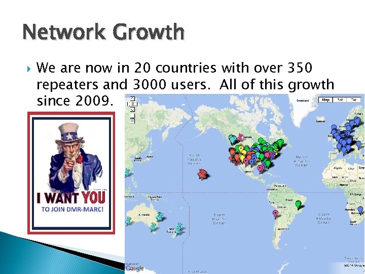 Network Growth We are now in 20 countries with over 350 repeaters and 3000