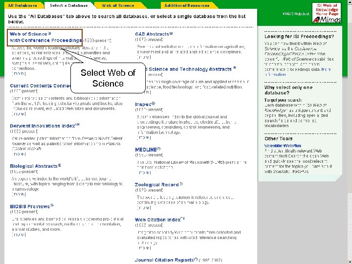Select Web of Science 