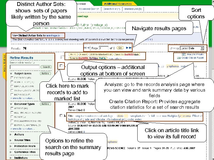 Distinct Author Sets: shows sets of papers likely written by the same person Sort