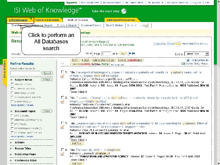 Click to perform an All Databases search 