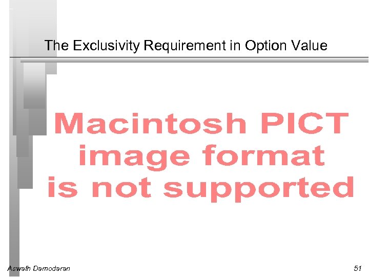 The Exclusivity Requirement in Option Value Aswath Damodaran 51 