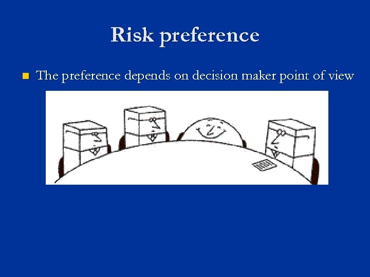 Risk preference n The preference depends on decision maker point of view 