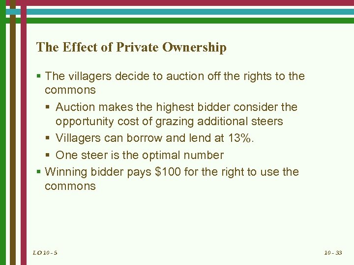 The Effect of Private Ownership § The villagers decide to auction off the rights