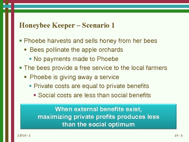 Honeybee Keeper – Scenario 1 § Phoebe harvests and sells honey from her bees