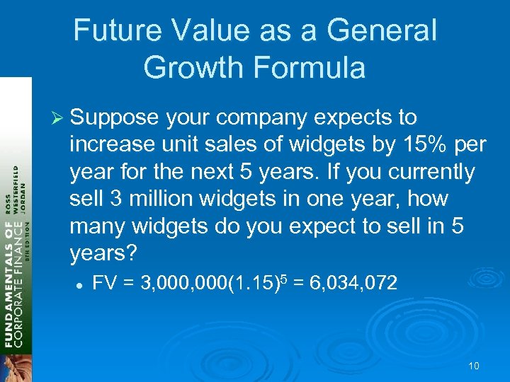 Future Value as a General Growth Formula Ø Suppose your company expects to increase