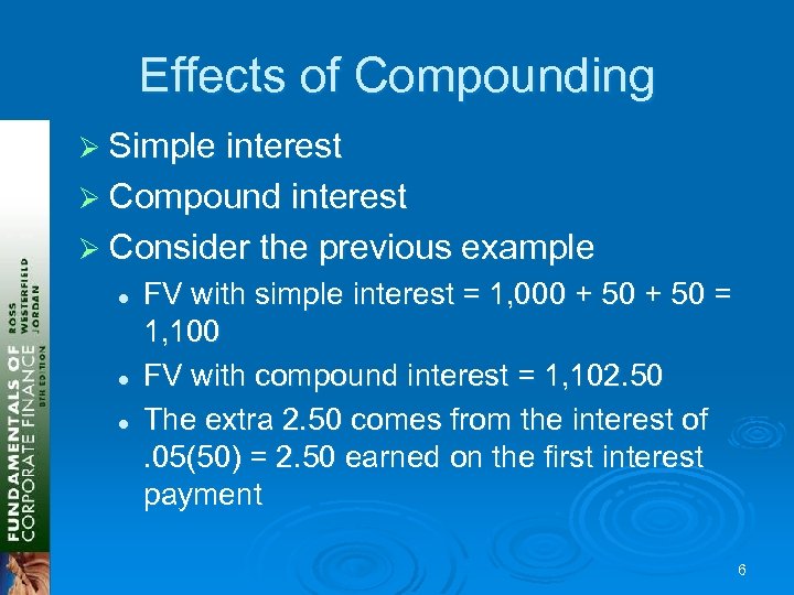 Effects of Compounding Ø Simple interest Ø Compound interest Ø Consider the previous example