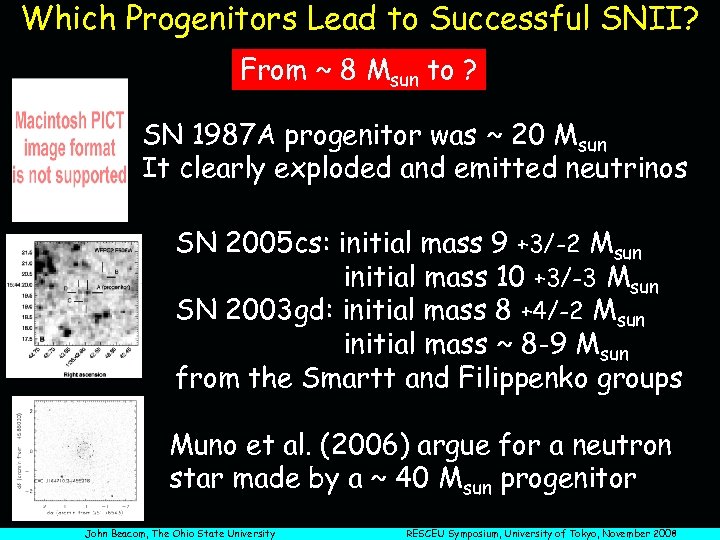 Which Progenitors Lead to Successful SNII? From ~ 8 Msun to ? SN 1987