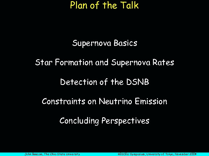 Plan of the Talk Supernova Basics Star Formation and Supernova Rates Detection of the