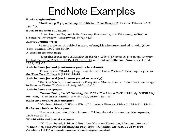 End. Note Examples 