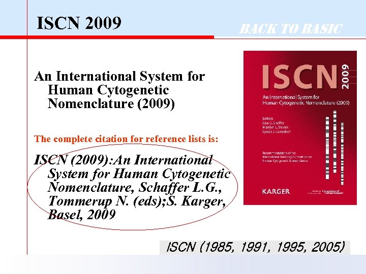 ISCN 2009 Back to Basic An International System for Human Cytogenetic Nomenclature (2009) The