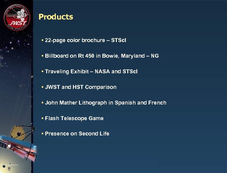 Products § 22 -page color brochure – STSc. I § Billboard on Rt 450