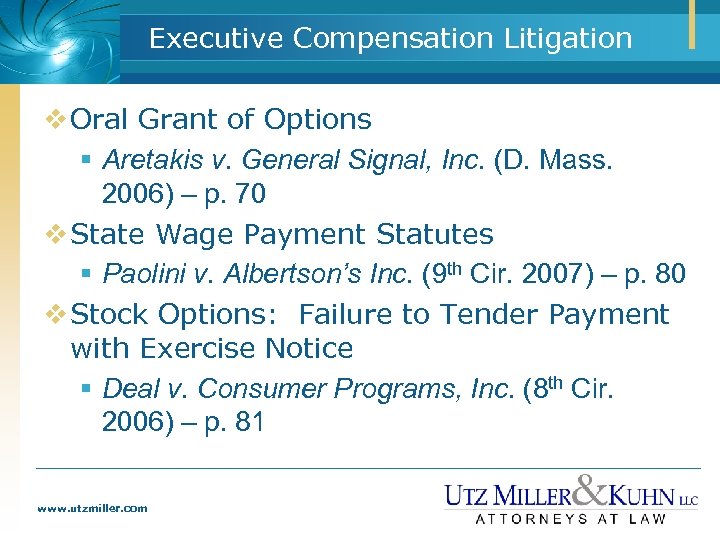 Executive Compensation Litigation v Oral Grant of Options § Aretakis v. General Signal, Inc.