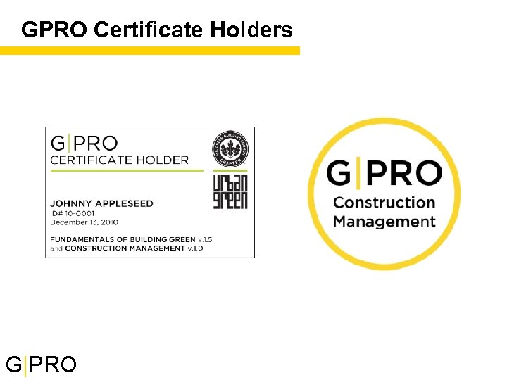 GPRO Certificate Holders G|PRO 