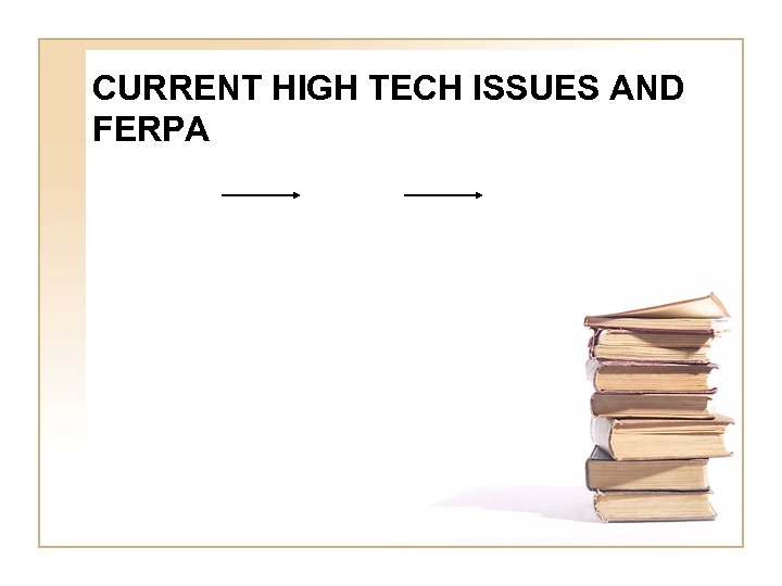 CURRENT HIGH TECH ISSUES AND FERPA 