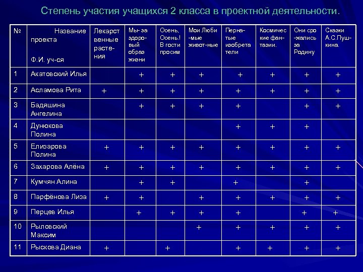 Степень участия в проекте