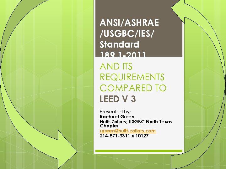 ANSI/ASHRAE /USGBC/IES/ Standard 189. 1 -2011 AND ITS REQUIREMENTS COMPARED TO LEED V 3