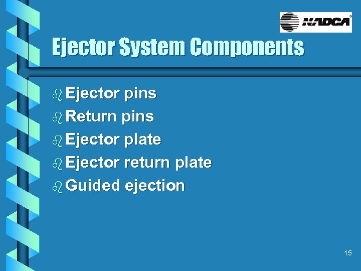 Ejector System Components b Ejector pins b Return pins b Ejector plate b Ejector