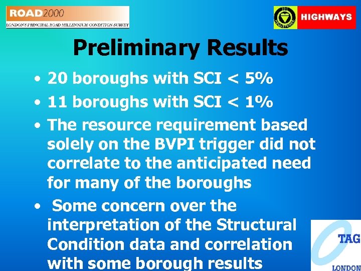 Preliminary Results • 20 boroughs with SCI < 5% • 11 boroughs with SCI