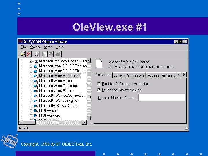 Ole. View. exe #1 Copyright, 1999 © NT OBJECTives, Inc. 