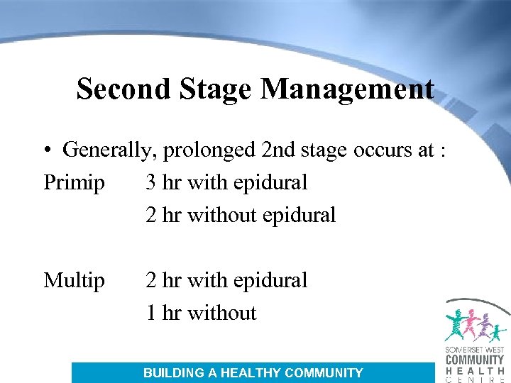 Second Stage Management • Generally, prolonged 2 nd stage occurs at : Primip 3