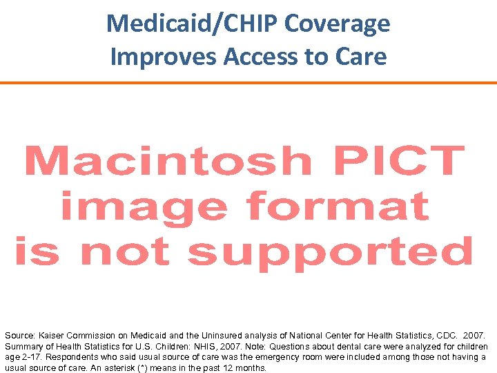 Medicaid/CHIP Coverage Improves Access to Care Source: Kaiser Commission on Medicaid and the Uninsured