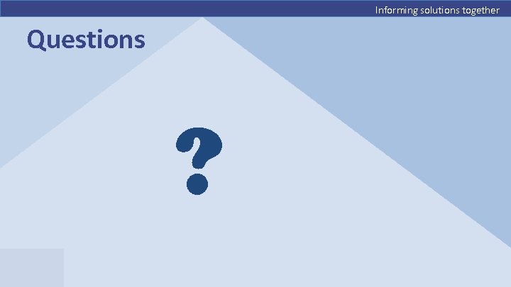 Informing solutions together Questions ? 