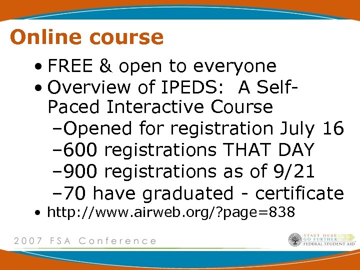 Online course • FREE & open to everyone • Overview of IPEDS: A Self.