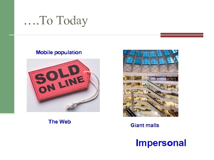 …. To Today Mobile population The Web Giant malls Impersonal 